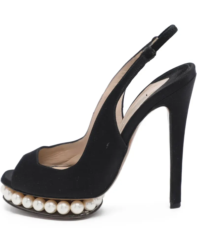 Nicholas Kirkwood Slingbacks Plateau-Pumps mit Perlen - Schwarz Schwarz