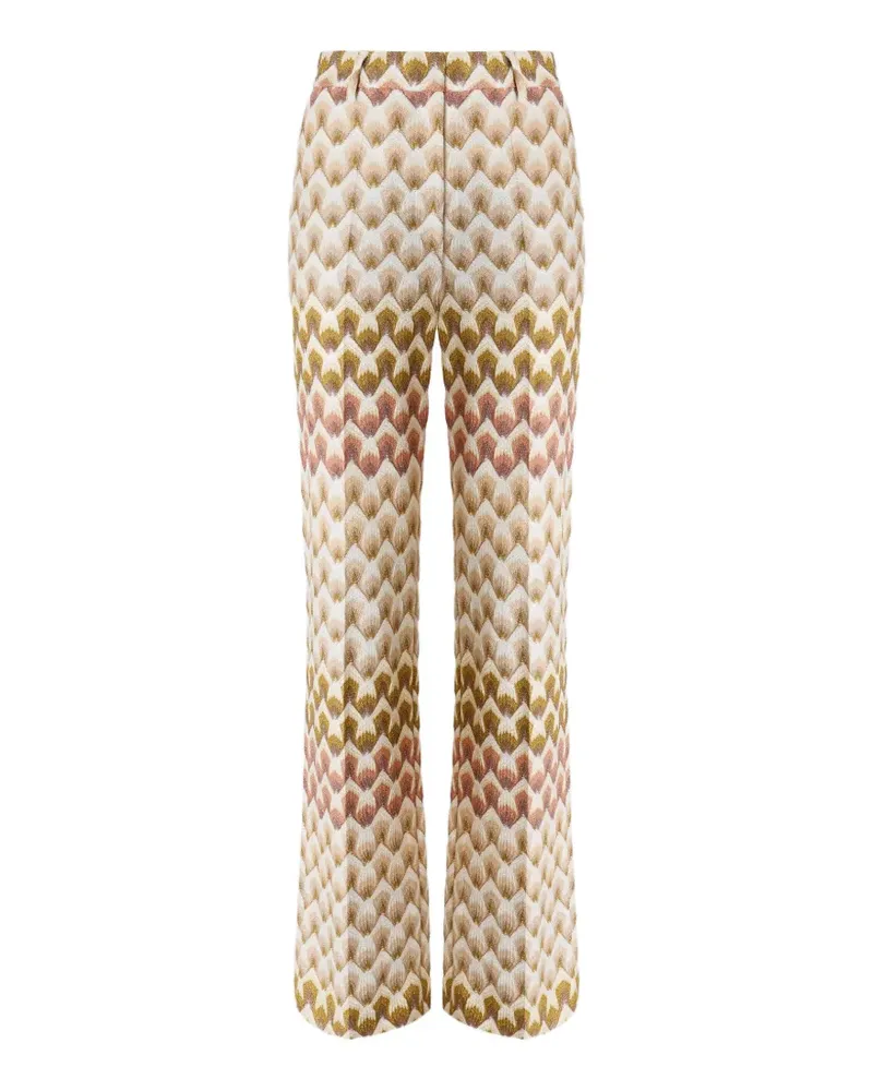 Missoni Chevron-knit wide-leg trousers - Nude Nude