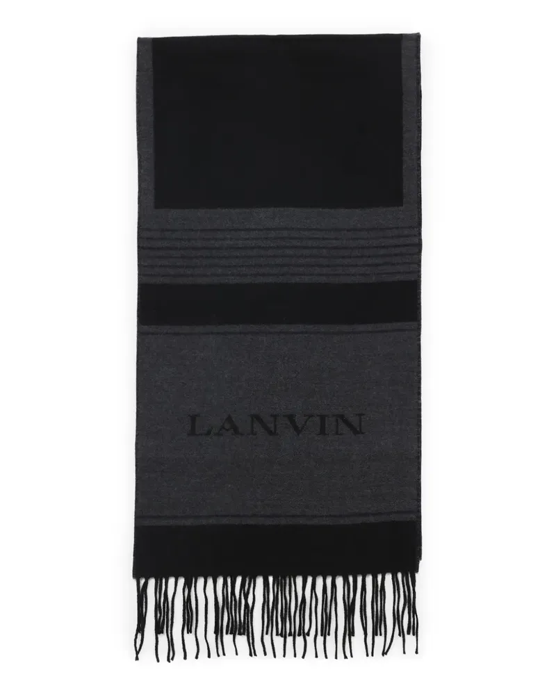 Lanvin Gestreifter Schal mit Fransen - Schwarz Schwarz