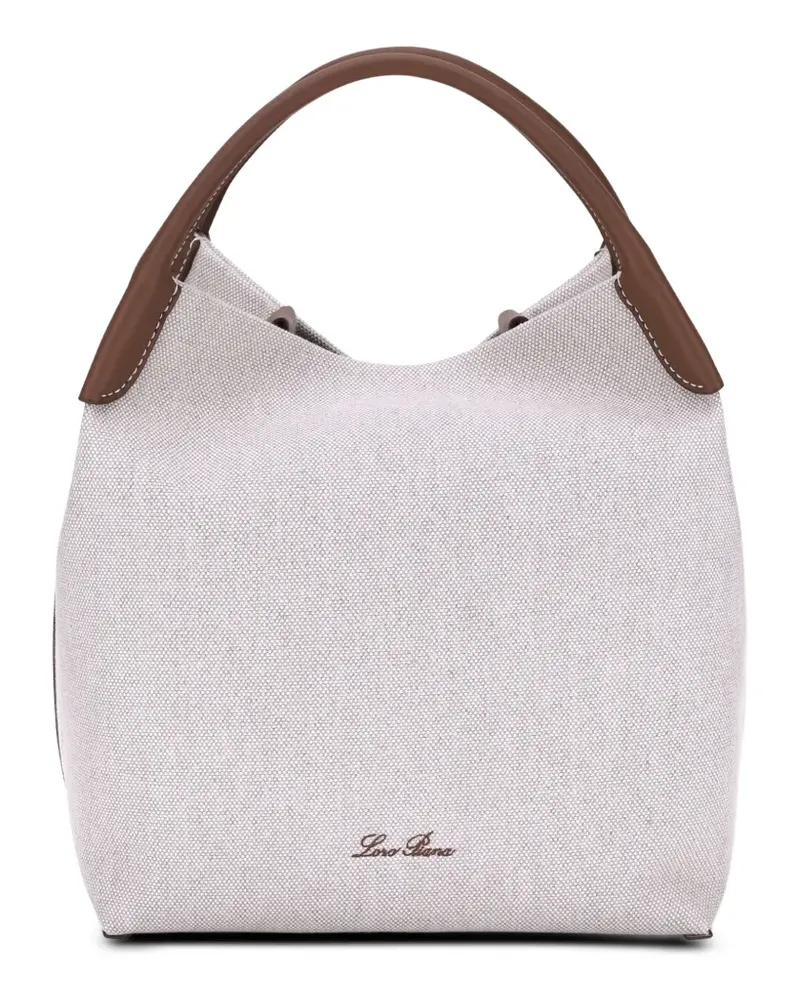 Loro Piana Bale Tote Bag aus Stoff mit Lederbesatz - Grau Grau
