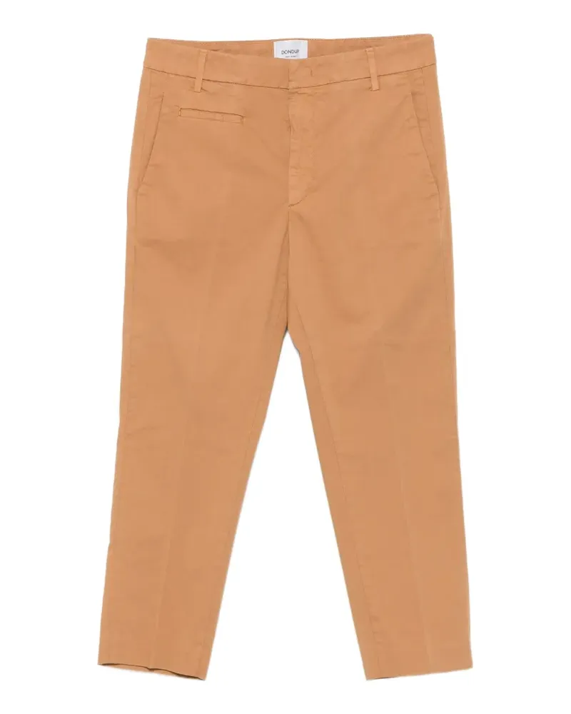 Dondup Ariel logo-plaque cotton trousers - Braun Braun