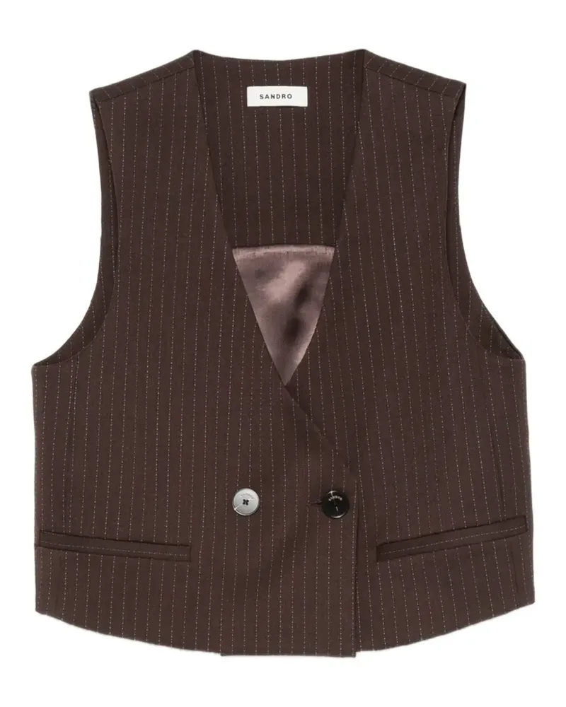 Sandro Cropped-Top mit Nadelstreifen - Braun Braun