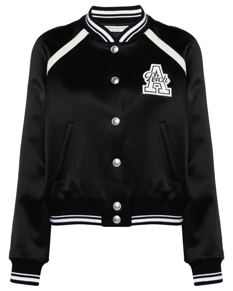 Alessandra Rich Gefütterte Jacke mit Logo-Patch - Schwarz Schwarz