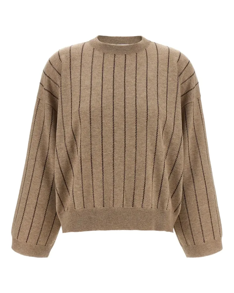 Brunello Cucinelli Gestreifter Kaschmirpullover - Nude Nude