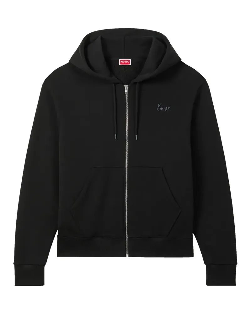 Kenzo logo-embroidered zip-up hoodie - Schwarz Schwarz