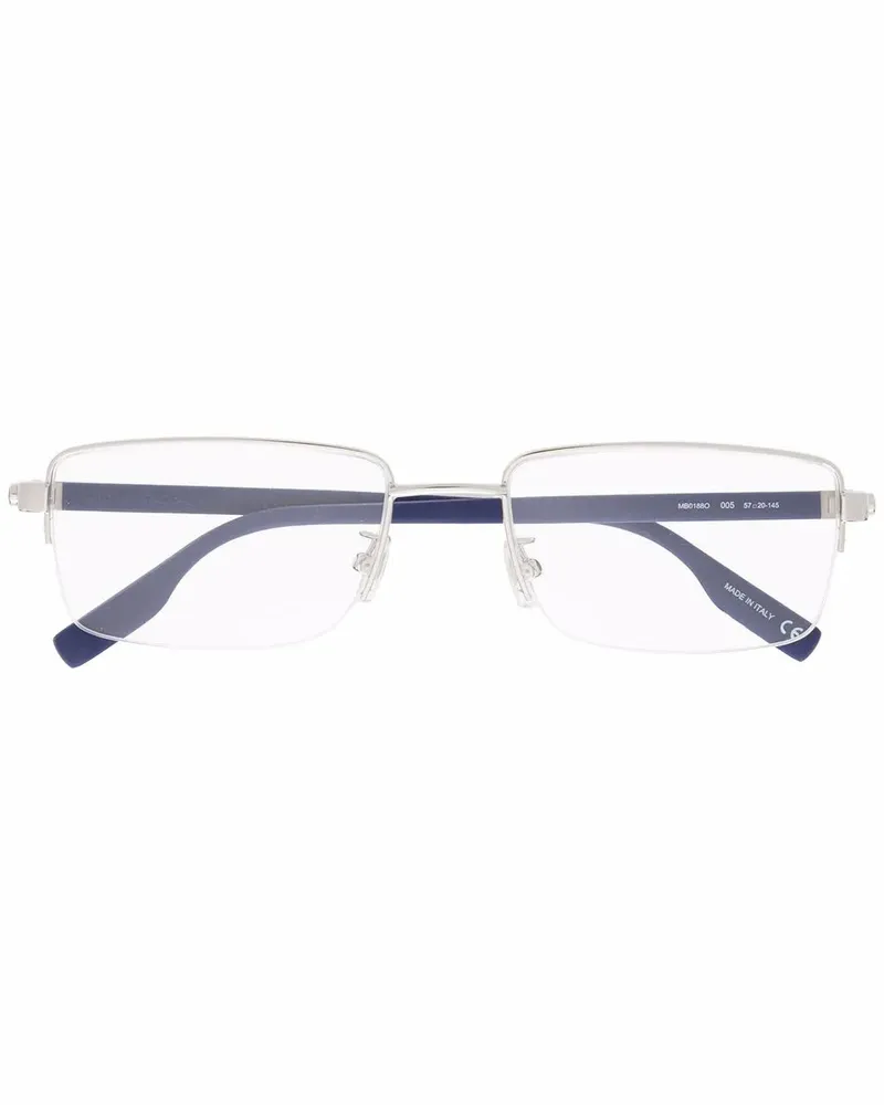 Montblanc Eckige Brille mit mattem Effekt - Silber Silber