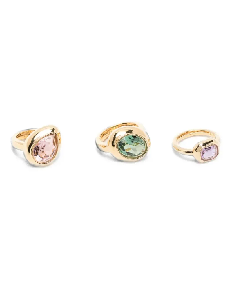 Swarovski Gema crystal rings (set of three) - Gold Gold