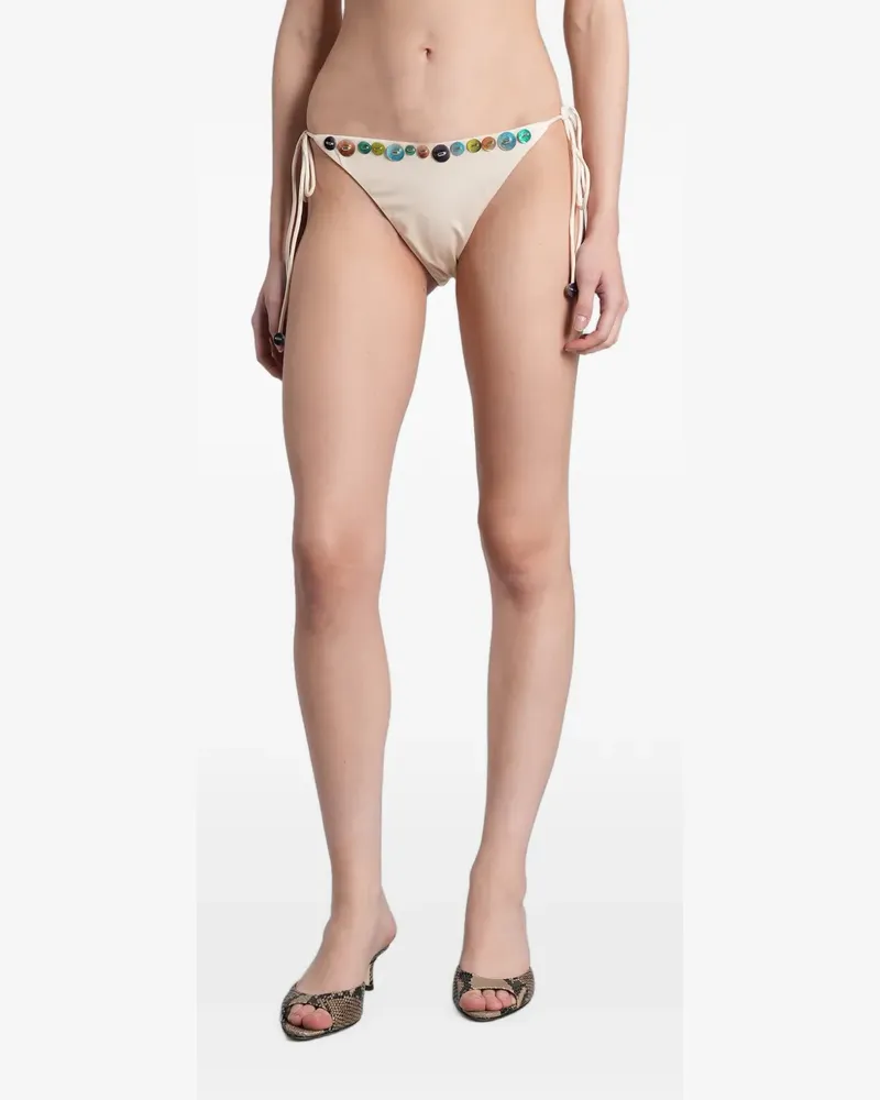 SIEDRES embellished side-tie bikini bottoms - Nude Nude