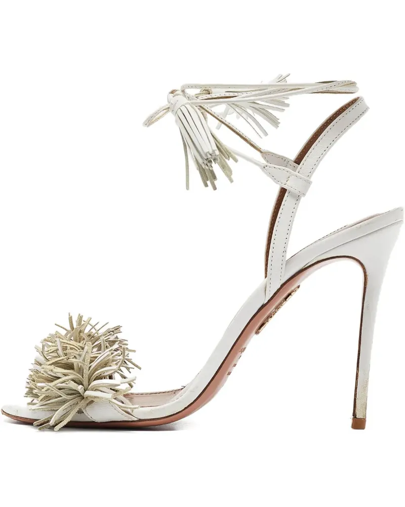 Aquazzura Wild Thing Sandalen mit Fransen 110mm - Weiß Weiß