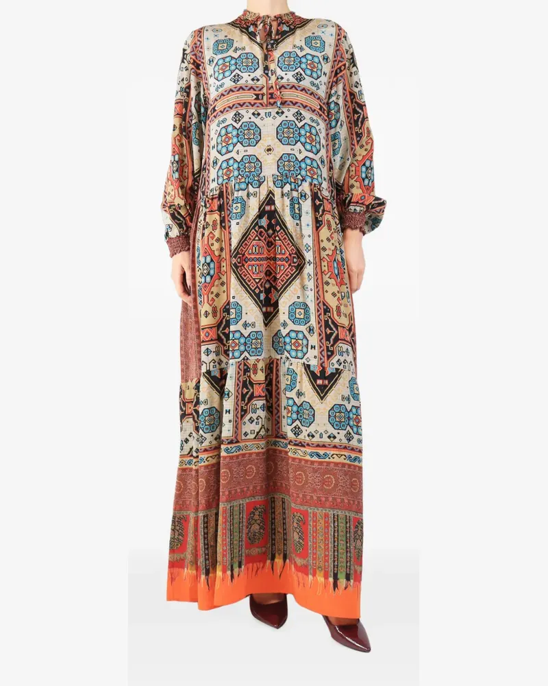 Pierre-Louis Mascia geometric-print maxi dress - Nude Nude