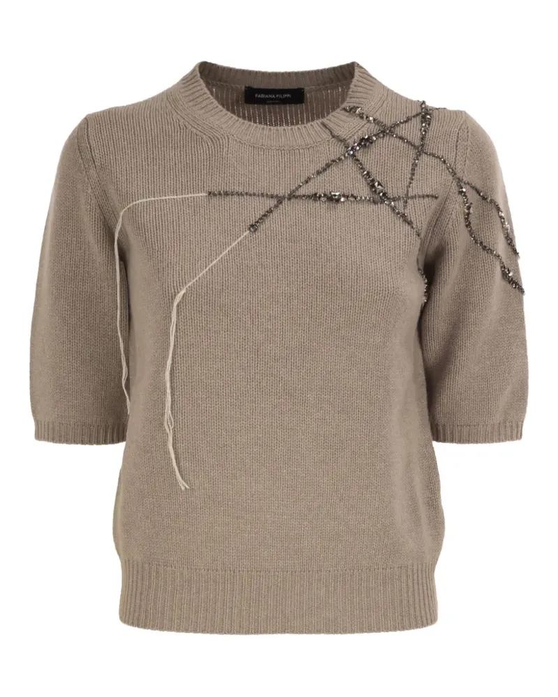 Fabiana Filippi Bestickter Pullover mit Strass - Braun Braun