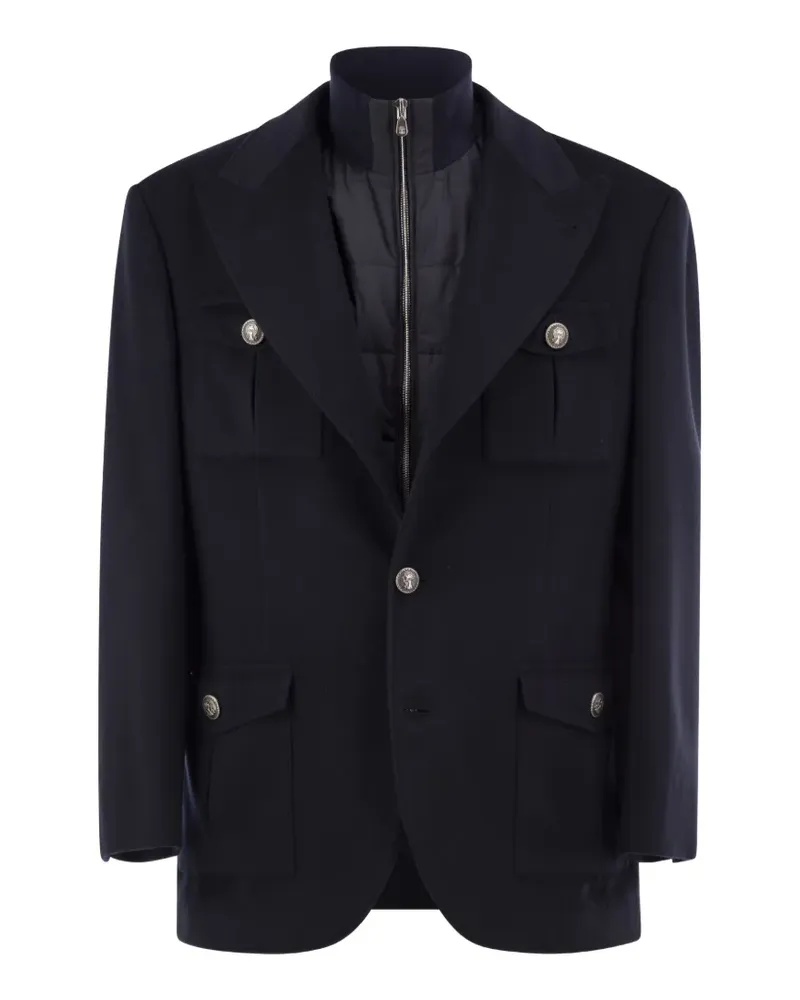 Brunello Cucinelli removable-gilet single-breasted wool blazer - Blau Blau