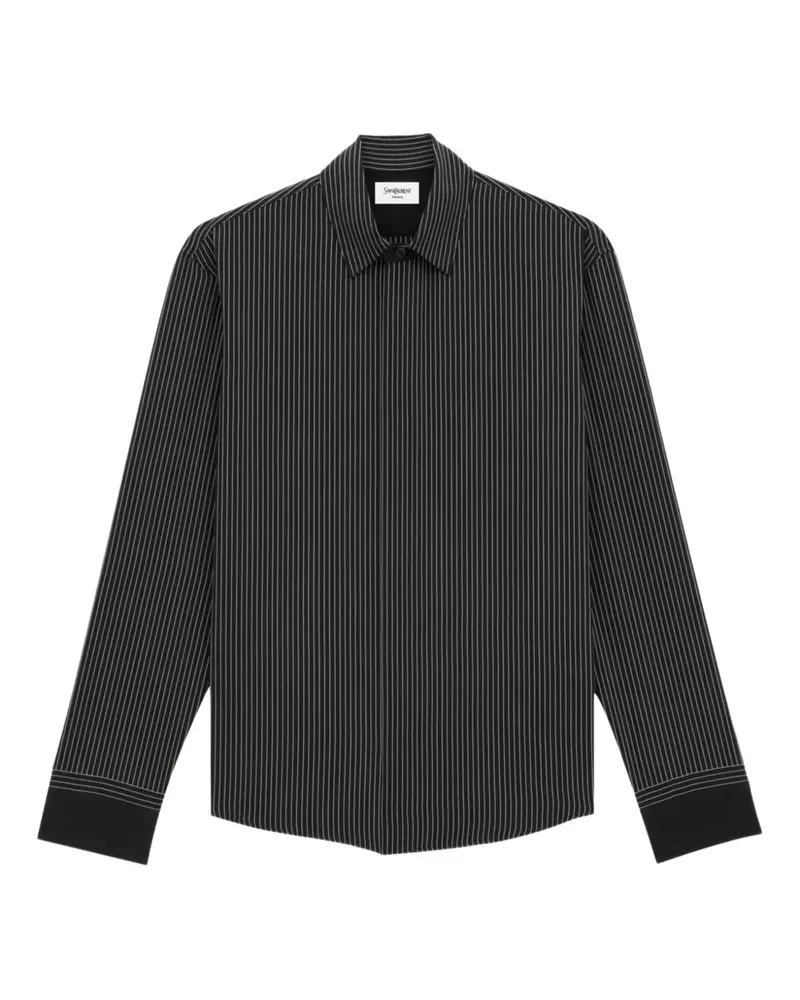 Saint Laurent Gestreiftes Hemd - Schwarz Schwarz