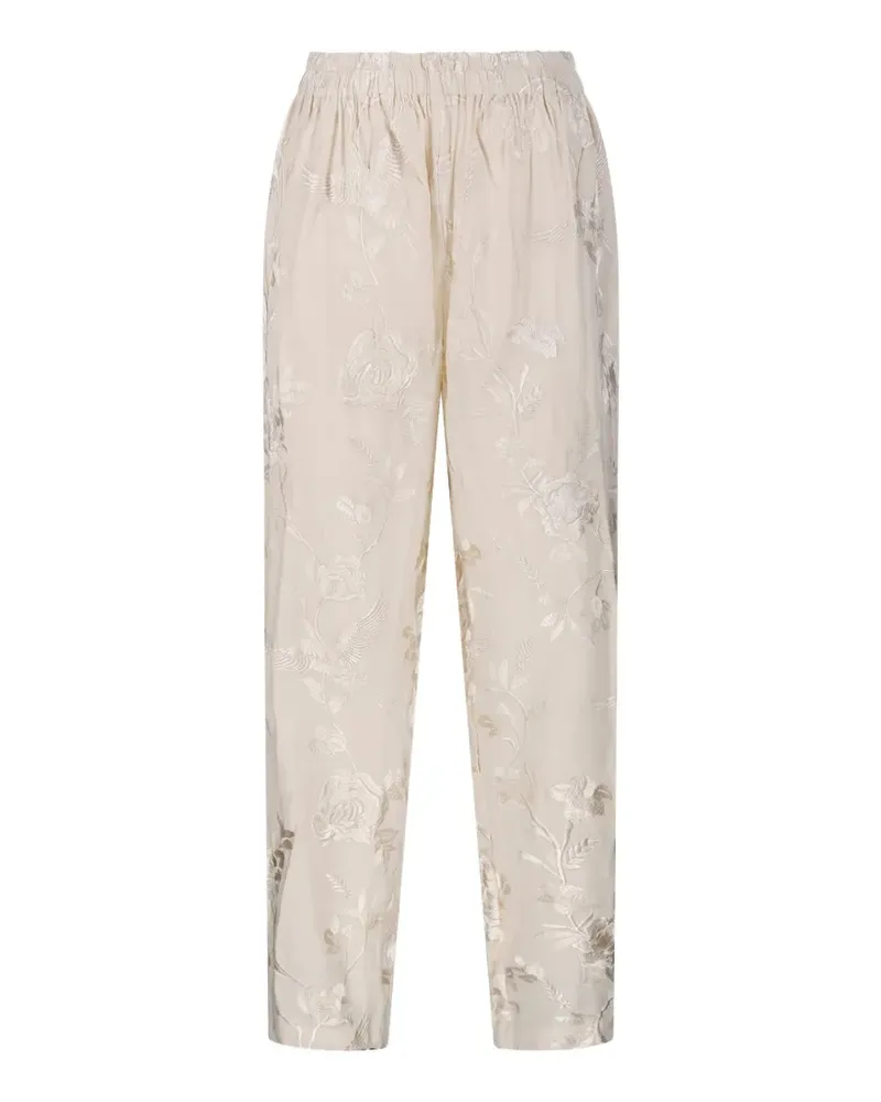Mes Demoiselles floral-embroidered trousers - Nude Nude