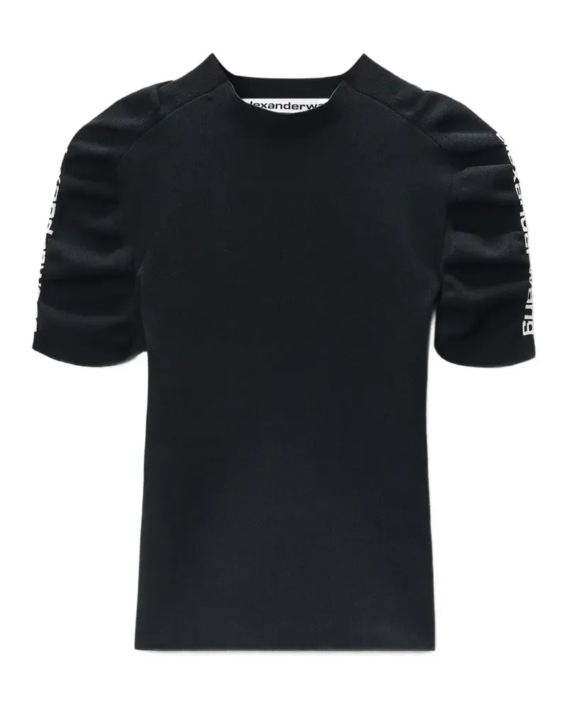 Alexander Wang Gerafftes T-Shirt mit Logo-Print - Schwarz Schwarz