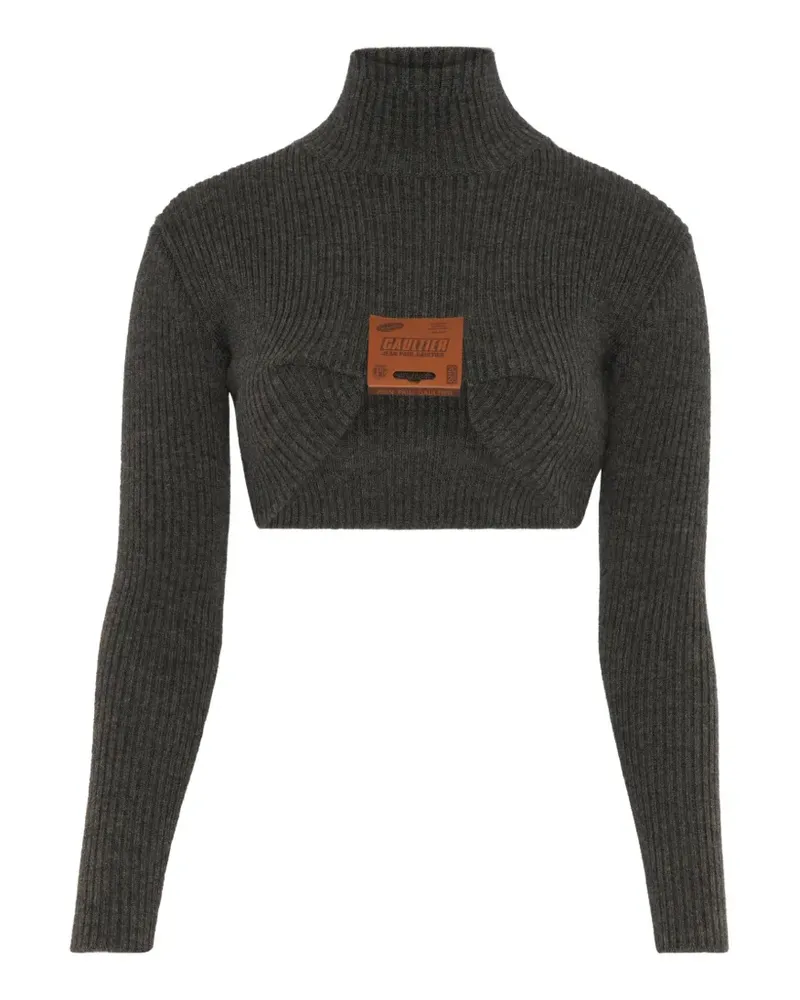 Jean Paul Gaultier Cropped-Pullover mit Stehkragen - Grau Grau