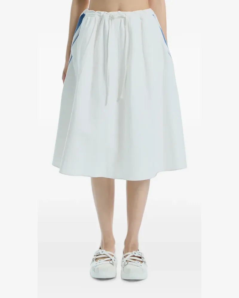 LOW CLASSIC stripe-detail drawstring midi skirt - Blau Blau