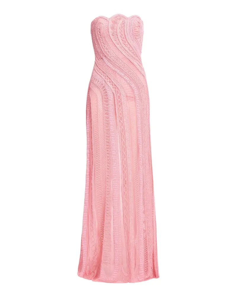 Elie Saab Schulterfreies Maxikleid mit Perlenstickerei - Rosa Rosa