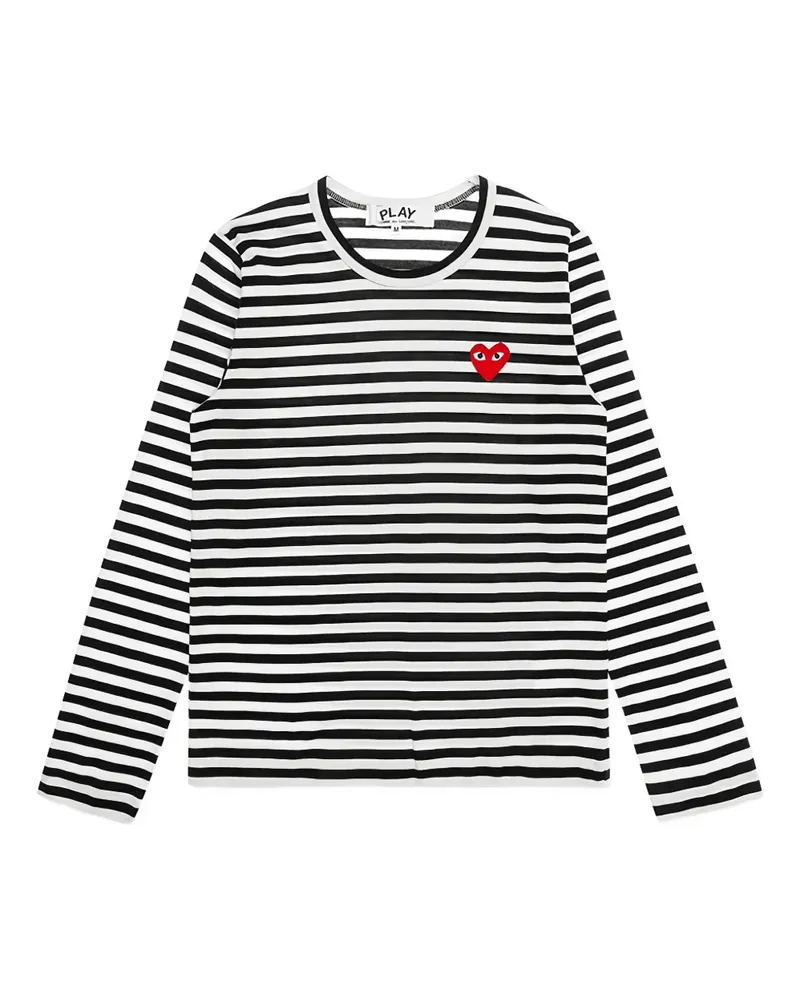 Comme des Garçons Gestreiftes Big Heart T-Shirt - Schwarz Schwarz
