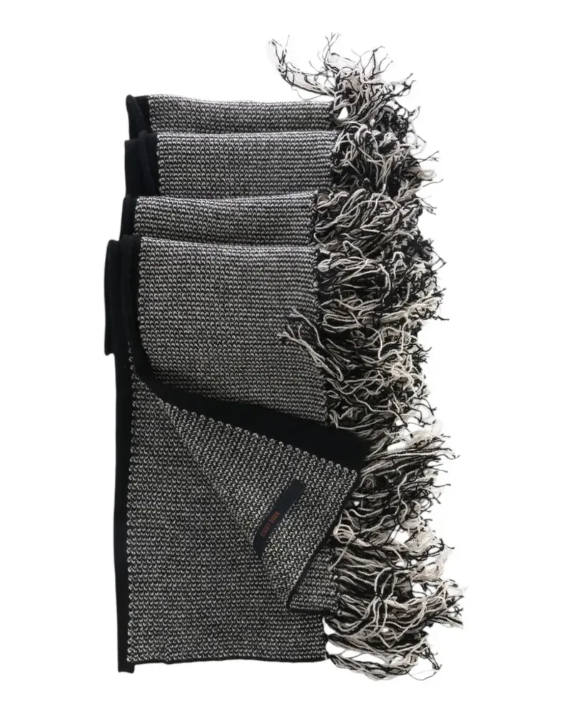 Ziggy Chen fringed-edge textured-knit scarf - Schwarz Schwarz