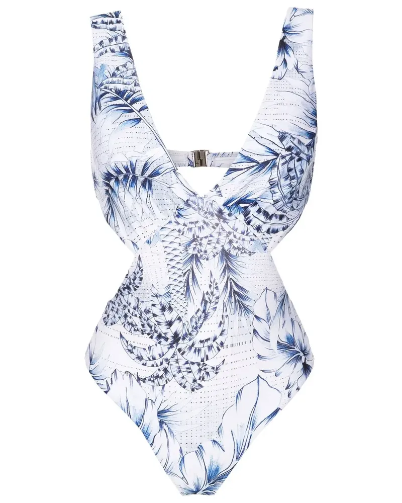 Lygia & Nanny Badeanzug mit Palmen-Print - Blau Blau