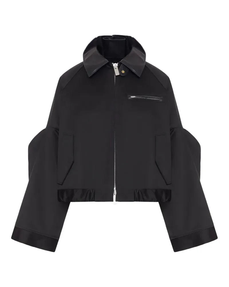 Sacai Cropped-Jacke - Schwarz Schwarz