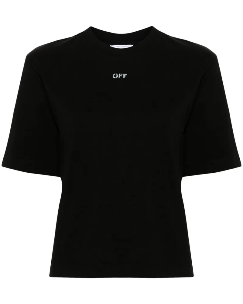 OFF-WHITE T-Shirt mit Pfeilstickerei Schwarz