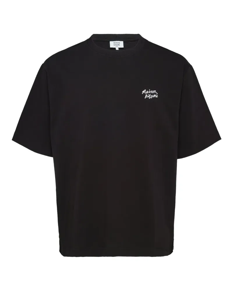 Kitsuné T-Shirt mit Logo-Stickerei - Schwarz Schwarz