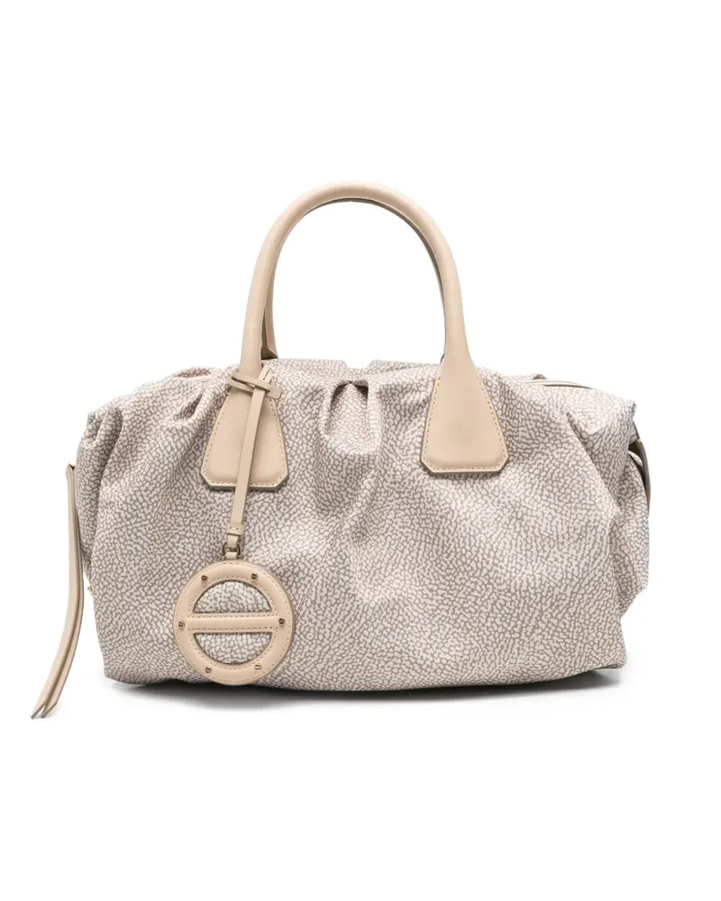 Borbonese medium Vis a Vis gathered tote bag - Nude Nude