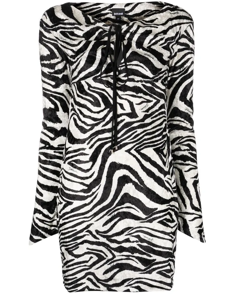 Just Cavalli Kleid mit Zebra-Print Weiß