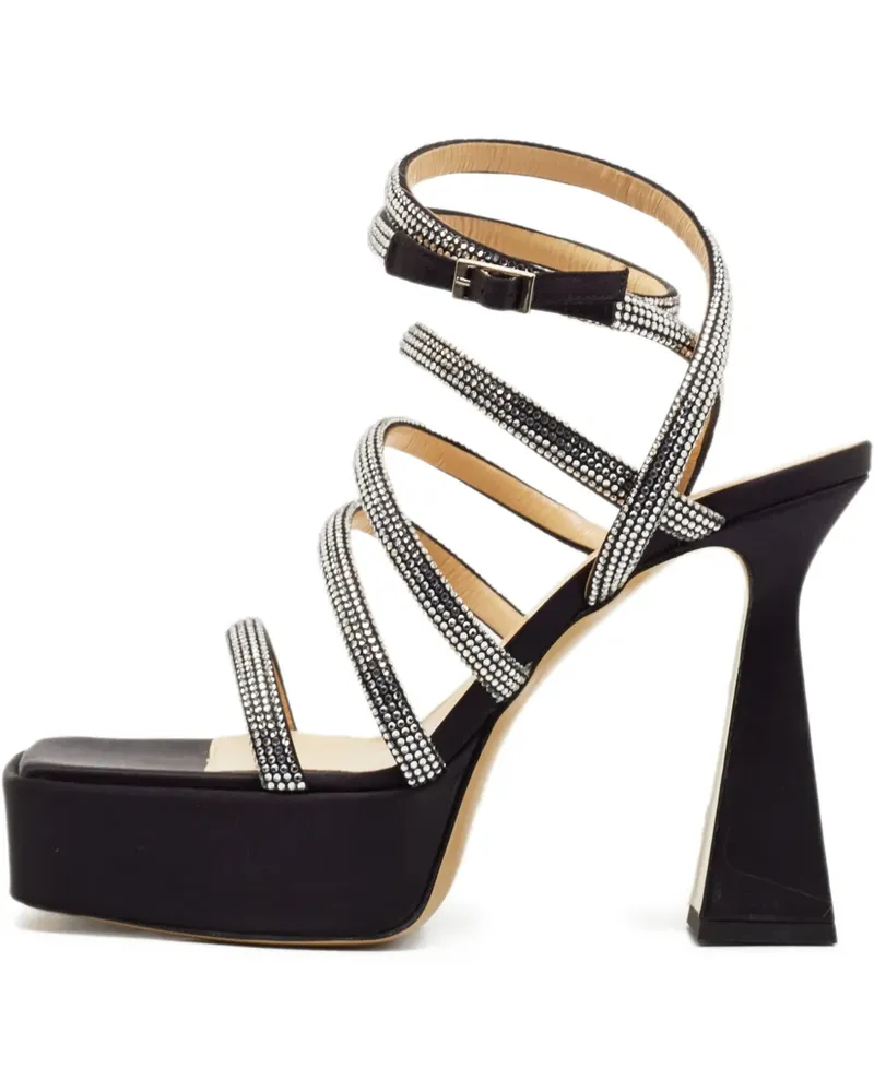 Mach & Mach Pre-owned Riemchensandalen mit Strass 130mm - Schwarz Schwarz