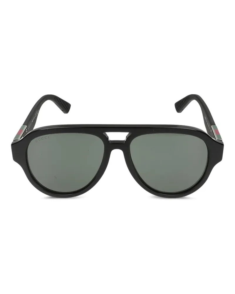 Gucci Web-stripe pilot-frame sunglasses - Schwarz Schwarz