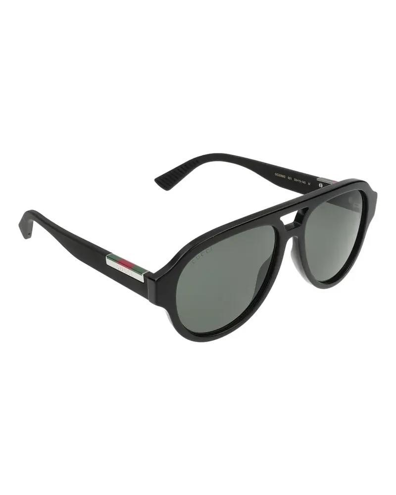 Gucci Web-stripe pilot-frame sunglasses - Schwarz Schwarz