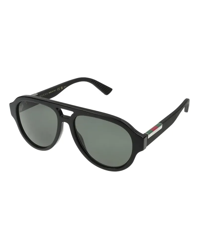 Gucci Web-stripe pilot-frame sunglasses - Schwarz Schwarz