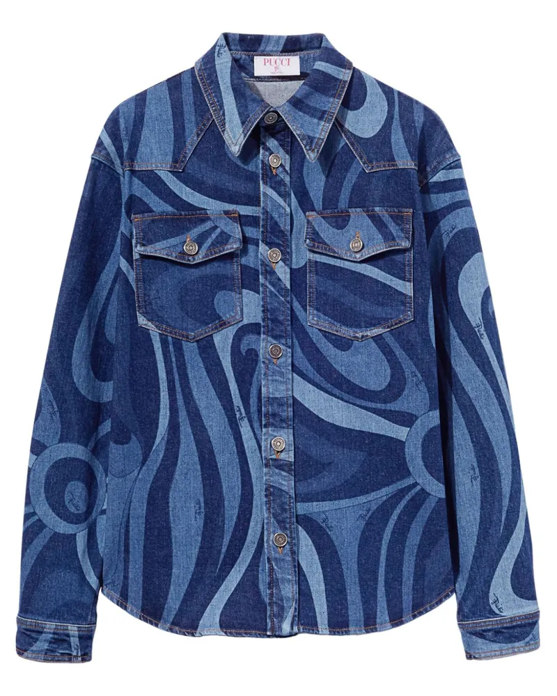 Emilio Pucci Jeanshemd mit Marmo-Print - Blau Blau
