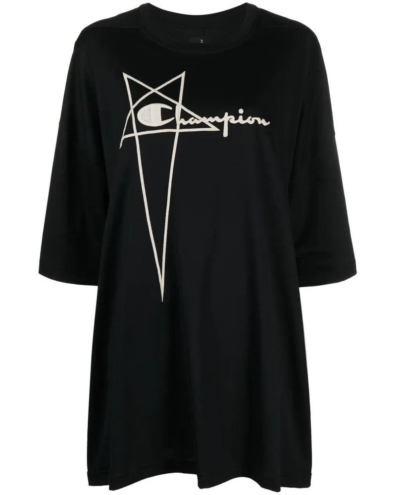 Rick Owens T-Shirt mit Logo-Stickerei - Schwarz Schwarz