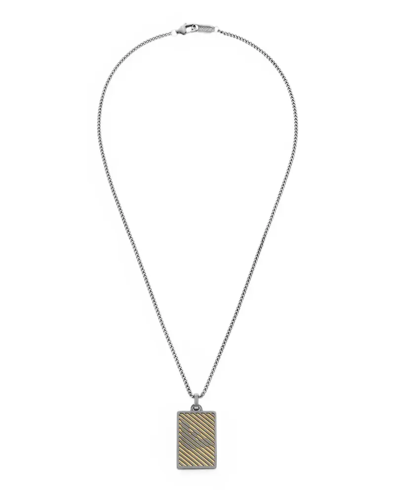 Emporio Armani two-tone stainless-steel dog-tag necklace - Grau Grau