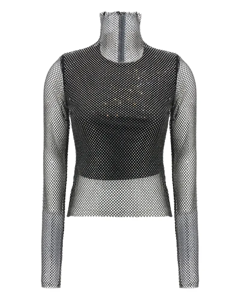 SPORTMAX Top aus Mesh mit Strass - Schwarz Schwarz