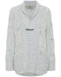 Ermanno Scervino Zopfmuster-Cardigan mit Brosche Grau