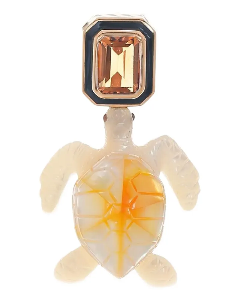 DEZSO 18kt Turtle Rotgoldhalskette mit Citrin-Anhänger - Rosa Rosa
