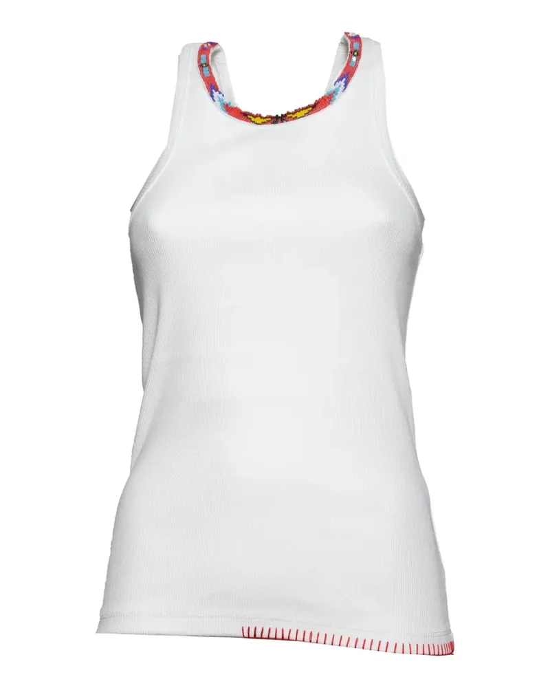 Front Street 8 bead-embellished ribbed tank top - Weiß Weiß