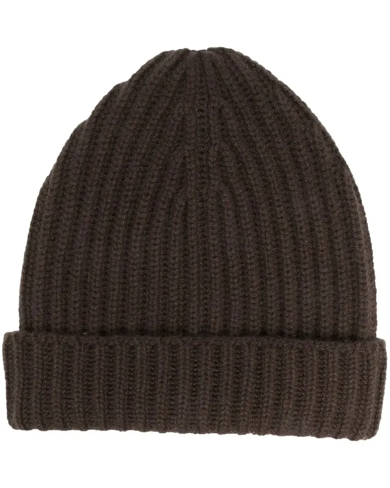 Malo Gerippte Beanie aus Kaschmir - Braun Braun