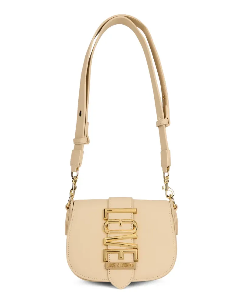 Moschino Schultertasche mit Logo-Schild - Nude Nude