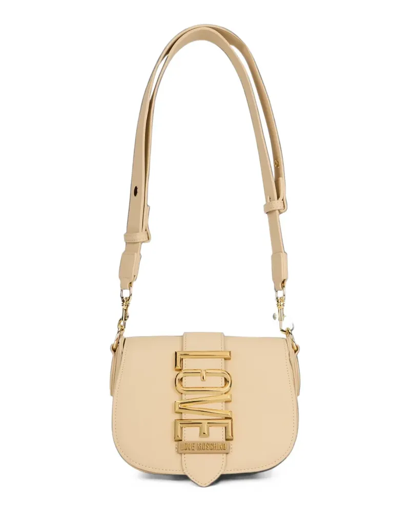Moschino Schultertasche mit Logo-Schild - Nude Nude