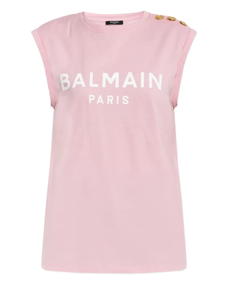Balmain Trägershirt mit Logo-Print - Rosa Rosa