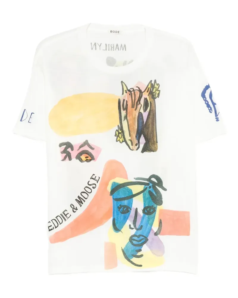BODE Collage-T-Shirt mit Pferde-Print - Weiß Weiß