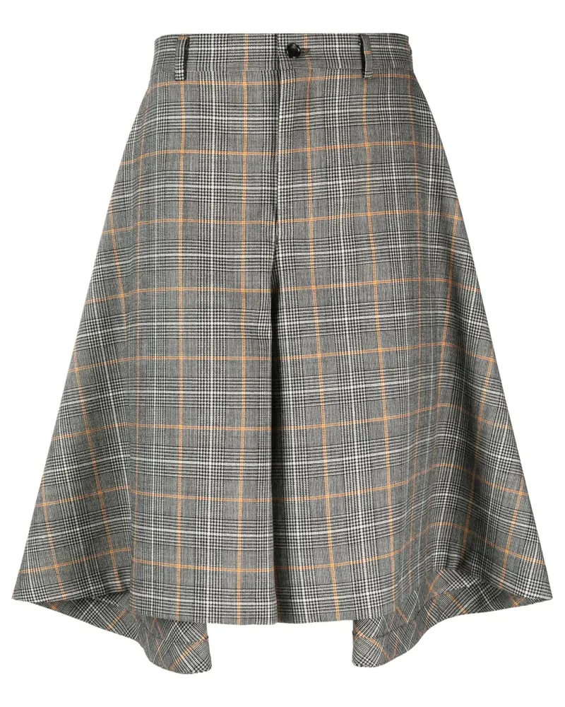 Comme des Garçons Asymmetrische Shorts mit Karo - Schwarz Schwarz