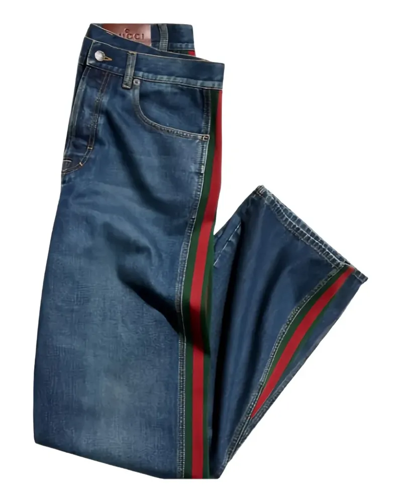 Gucci Web-stripe straight-leg jeans - Blau Blau