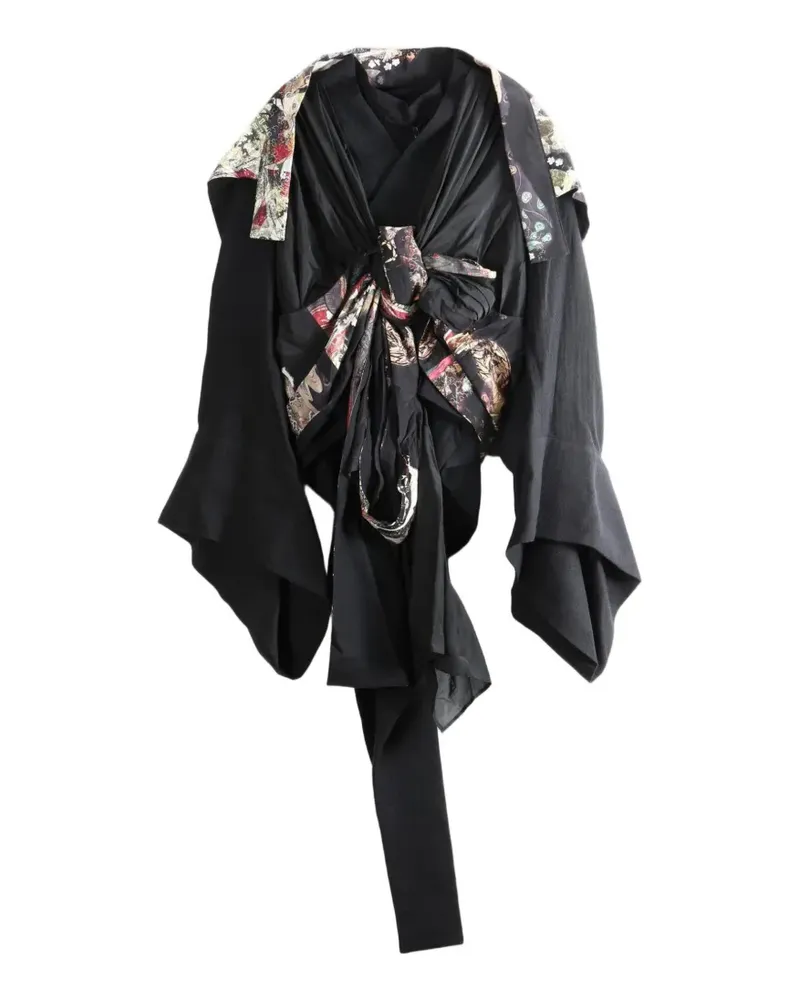 Yohji Yamamoto graphic-print draped jacket - Schwarz Schwarz
