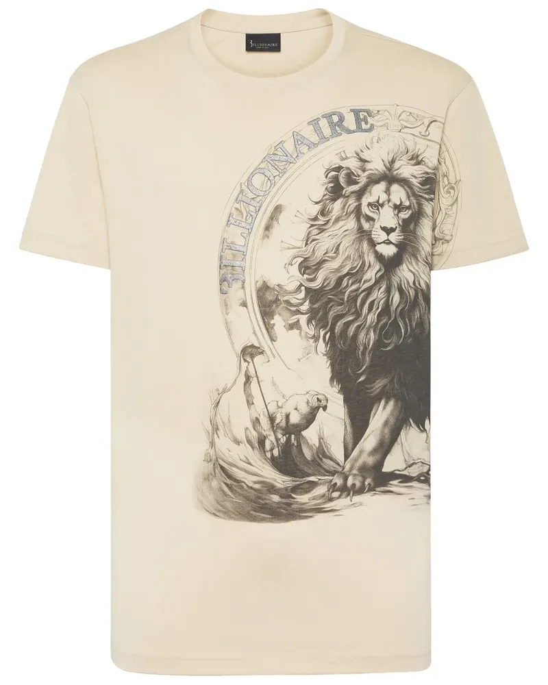 Billionaire T-Shirt mit Löwen-Print - Nude Nude